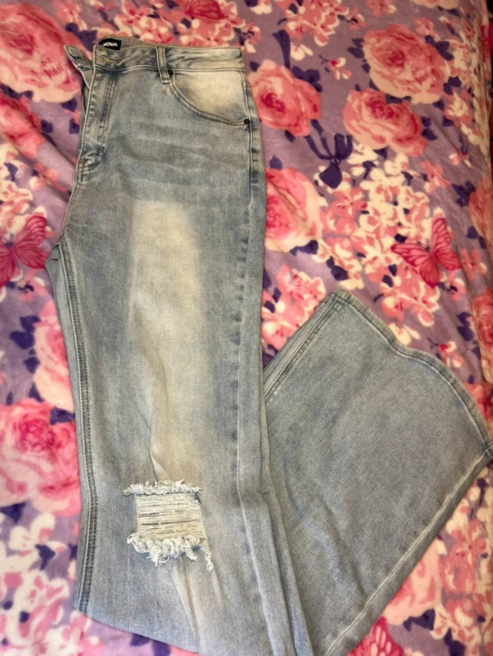 Fashion Nova Tall Girl Bye High Rise Flare Jeans Light Blue